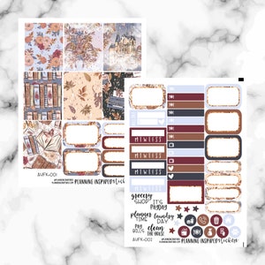 Fall Weekly Sticker Kit, Vertical, Fall Weekly Planner Sticker Kit, Autumn Fairytale Weekly Kit image 2