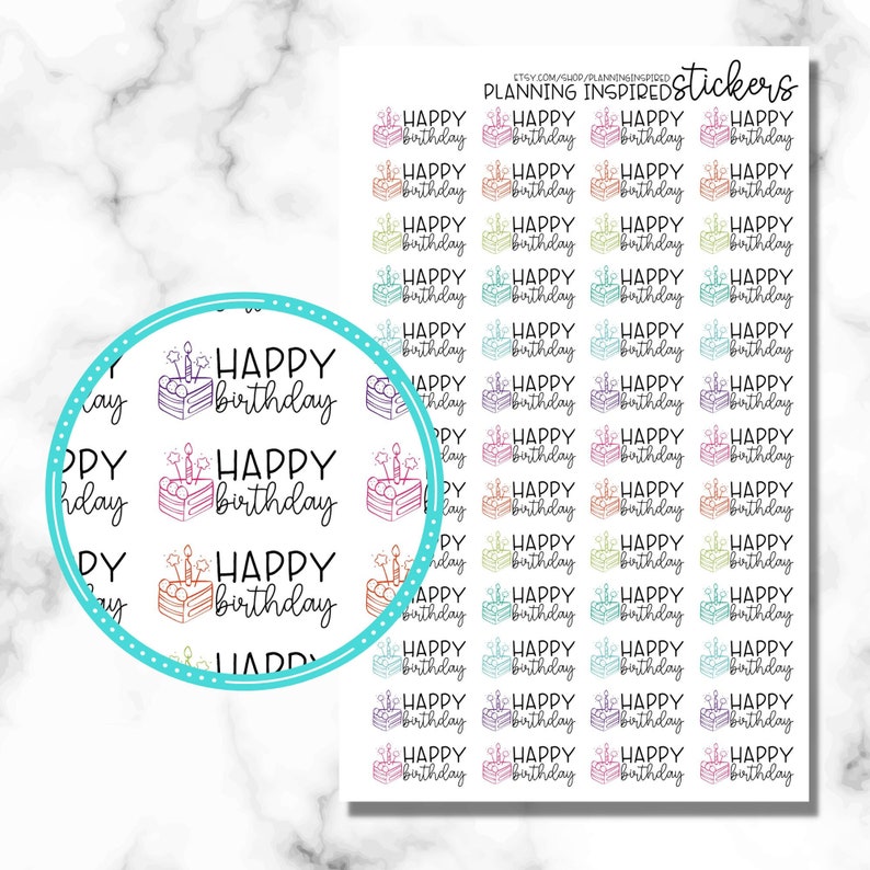 Happy Birthday Stickers, set of 52 Happy Birthday Planner Stickers image 1