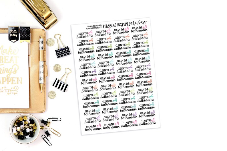 Bathroom Cleaning Stickers Clean the Bathrooms Stickers Set Etsy