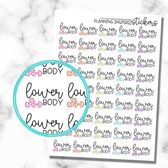 Lower Body Workout Stickers, Set of 45, Exercise Stickers, Fitness Stickers