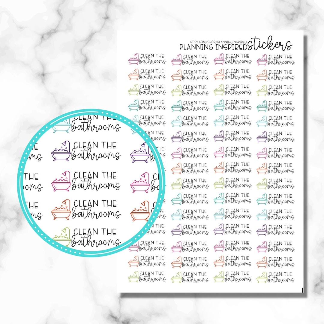 Bathroom Cleaning Stickers, Clean the Bathrooms Stickers, Set of 60 ...