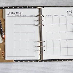 Monthly Planner Inserts, Printed Half Letter Size Inserts, Monthly Inserts for 2024, Fits A5 Size Planners image 2