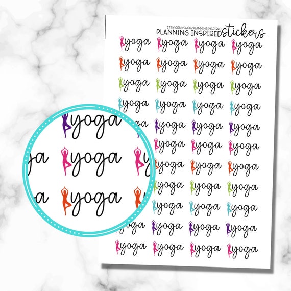 Yoga Stickers, Yoga Planner Stickers, Workout Stickers, Set of 44 Workout Planner Stickers, Exercise Stickers