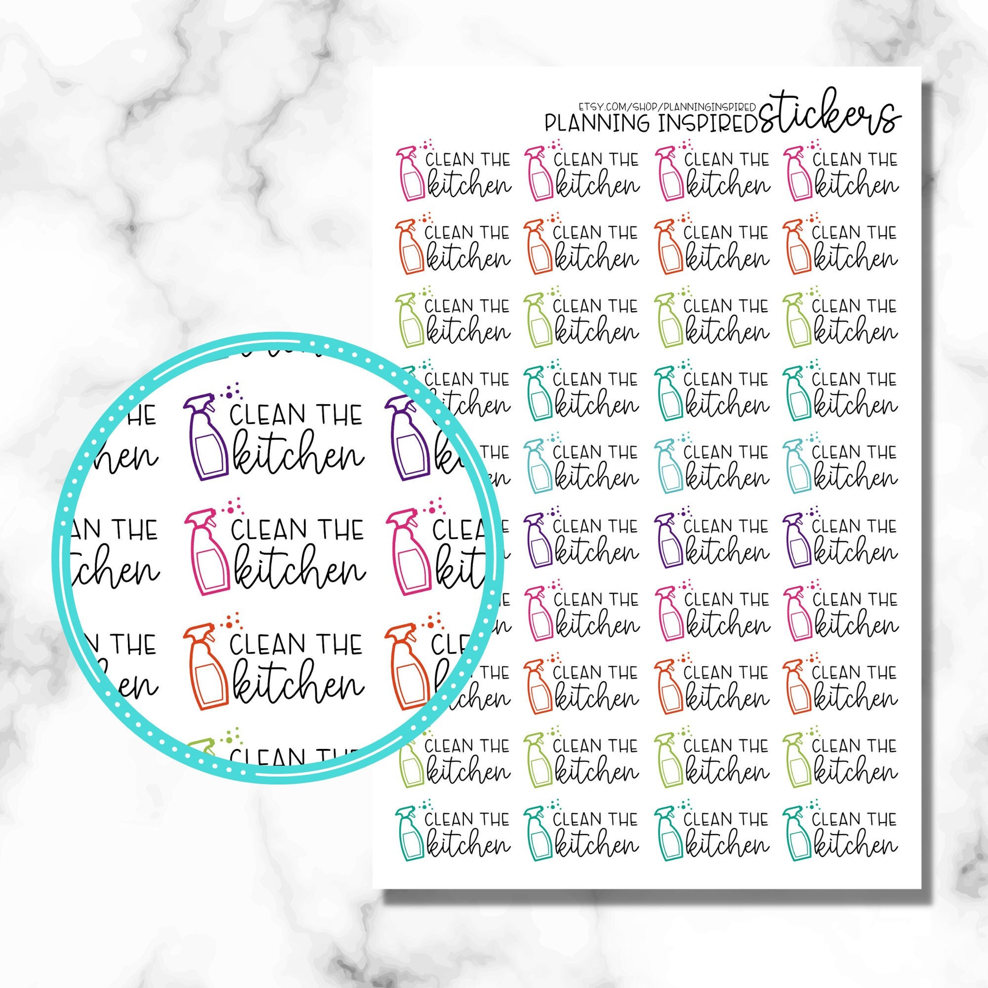 Clean the Kitchen Stickers, Cleaning Stickers, Set of 40 Kitchen ...