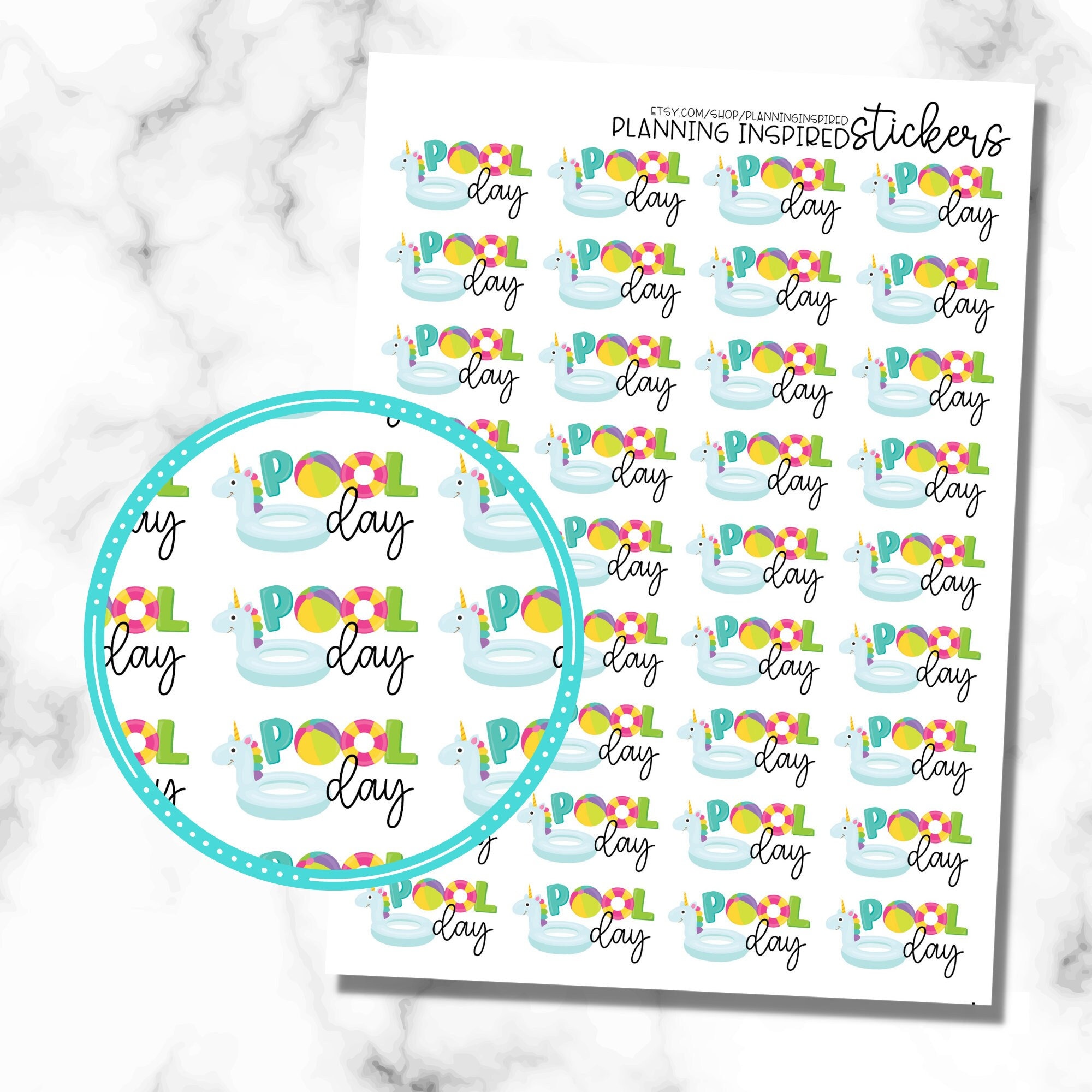 Pool Day Stickers, Planner Stickers, Pool Stickers, Summer Stickers ...