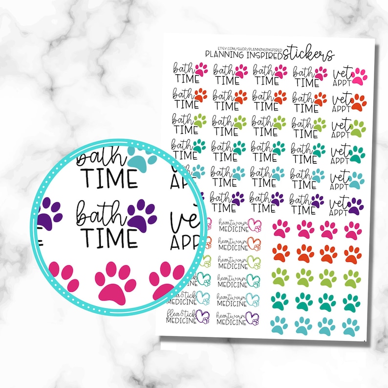 Dog Stickers, Pet Stickers, Dog Care Stickers, Pet Care Stickers, set of 62 planner stickers image 1