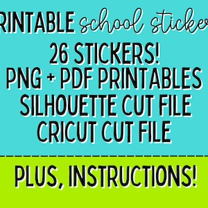 Printable School Stickers, Printable Planner Stickers, School Planner Stickers Printable, PDF, PNG, Silhouette & Cricut image 2