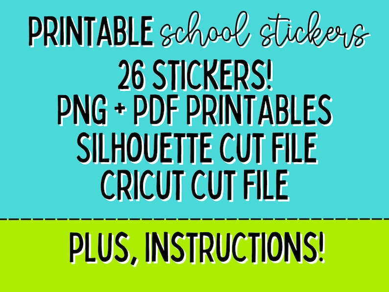 Printable School Stickers, Printable Planner Stickers, School Planner Stickers Printable, PDF, PNG, Silhouette & Cricut image 2