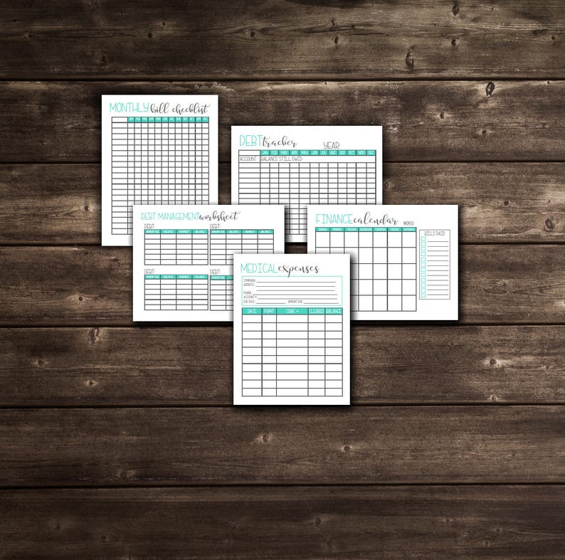 Budgetutskrifter, Finansplanerare, PDF-utskrivbar budgetplanerare, 14 sidor, US Letter-storlek och Half Letter-storlek, direktnedladdning, redigerbar bild 2