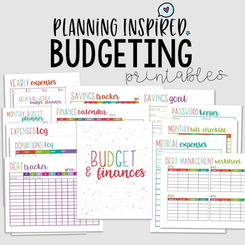 Printable Budget Planner, Budget Printables, PDF Printable Finance Planner, 14 Pages, US Letter & Half Letter Size,Instant Download,Editable 