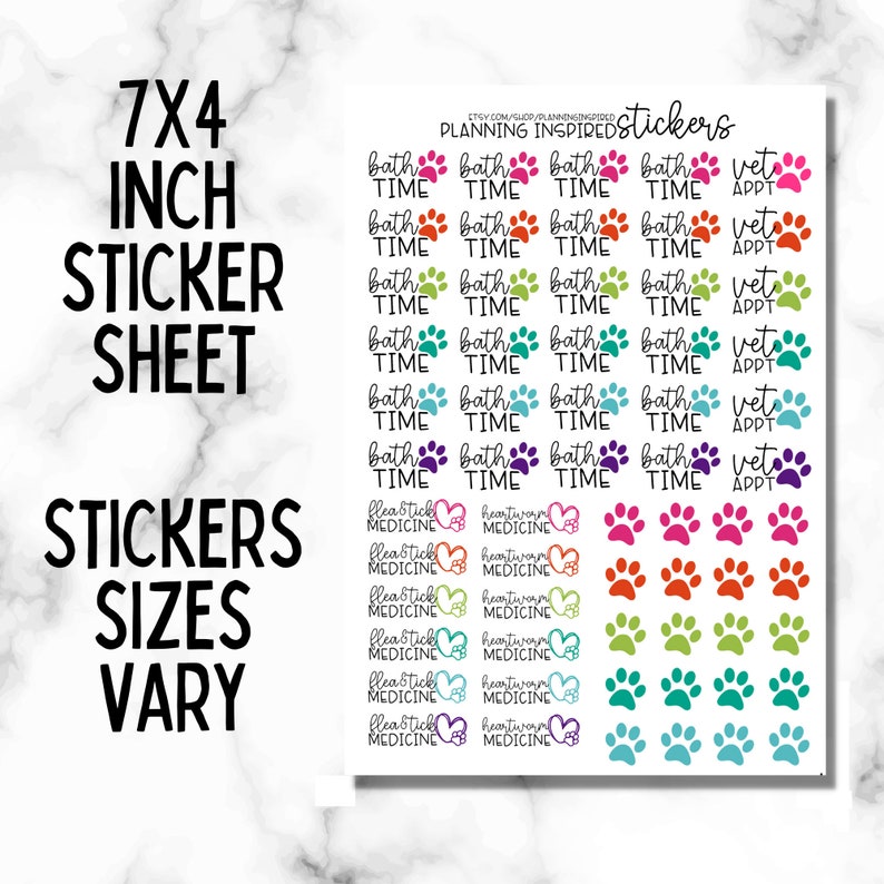 Dog Stickers, Pet Stickers, Dog Care Stickers, Pet Care Stickers, set of 62 planner stickers image 2