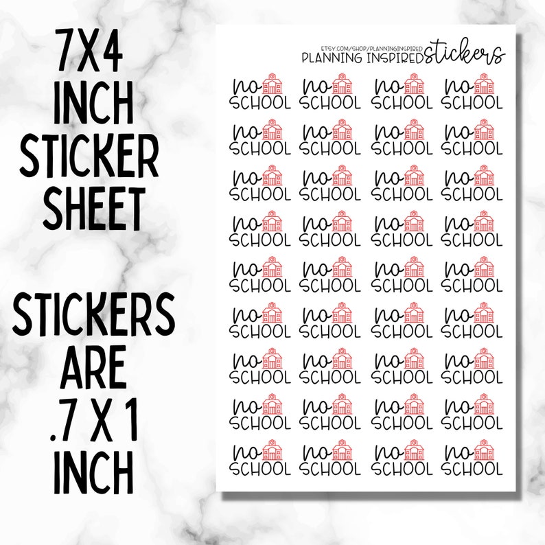 No School Planner Stickers, School Stickers, set of 36 Planner Stickers image 2