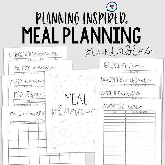 Meal Planner PDF Printable Menu Planner Family Meal Planner | Etsy