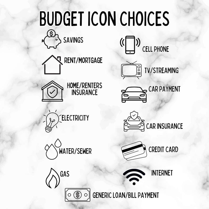 Budget Icon Stickers, Custom Bill Pay Icons, Budgeting Planner Stickers ...