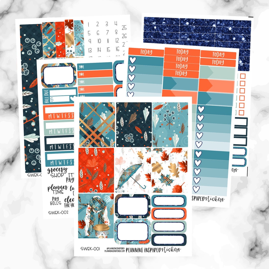 Weekly Sticker Kit, Fall Weekly Sticker Kit, Sweater Weather Weekly ...