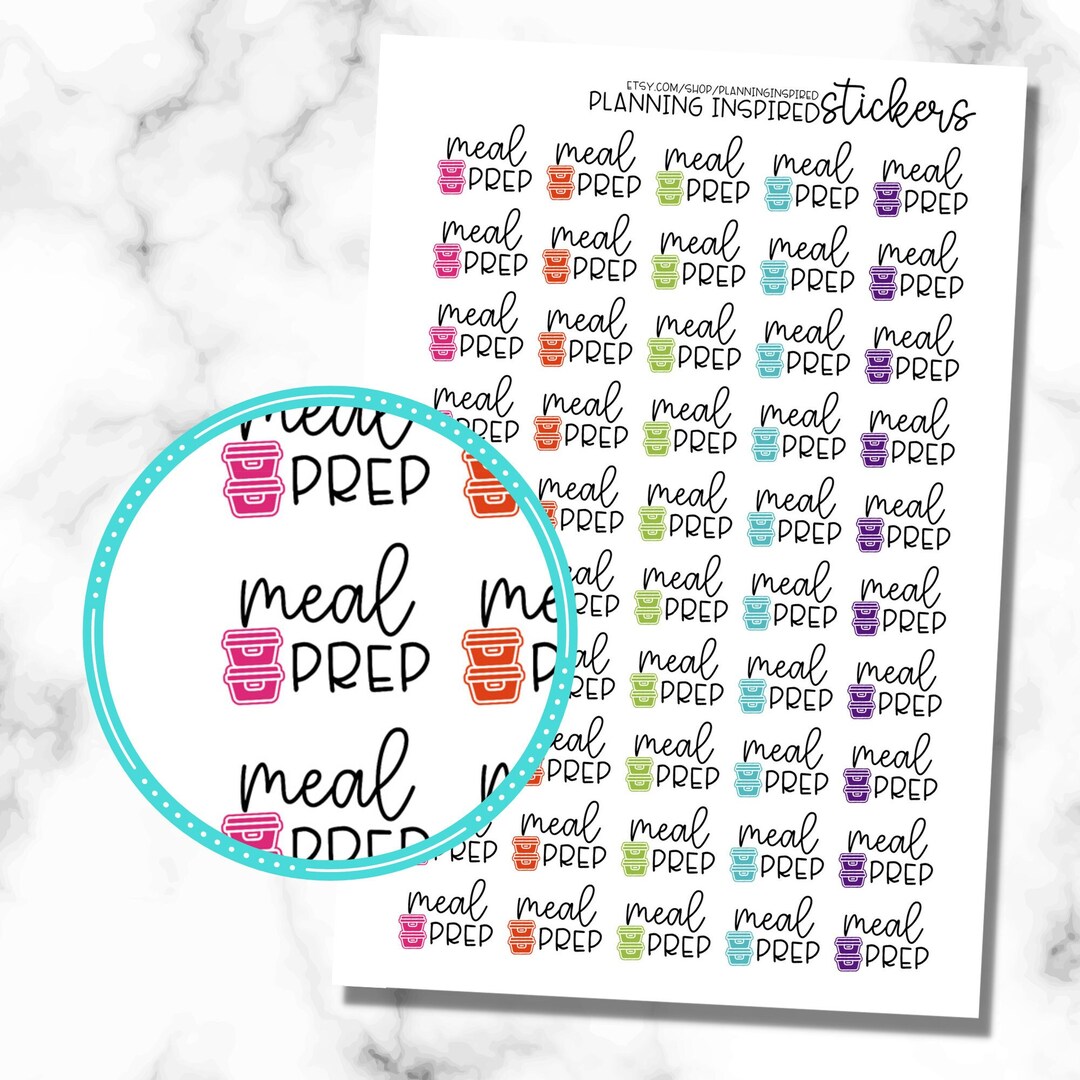 Preperation Sticker Meal Prep Stickers, Meal Prep Planner Stickers, Set of 50, Printed ...