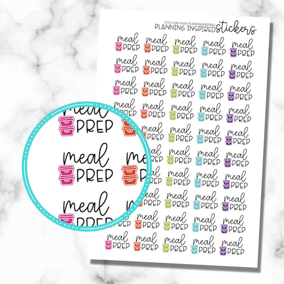 Meal Prep Stickers, Meal Prep Planner Stickers, Set of 50, Printed, Kiss Cut, + Shipped