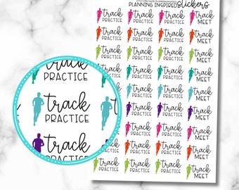 Track Planner Stickers- 1 Sheet of 36- Track Practice & Meet
