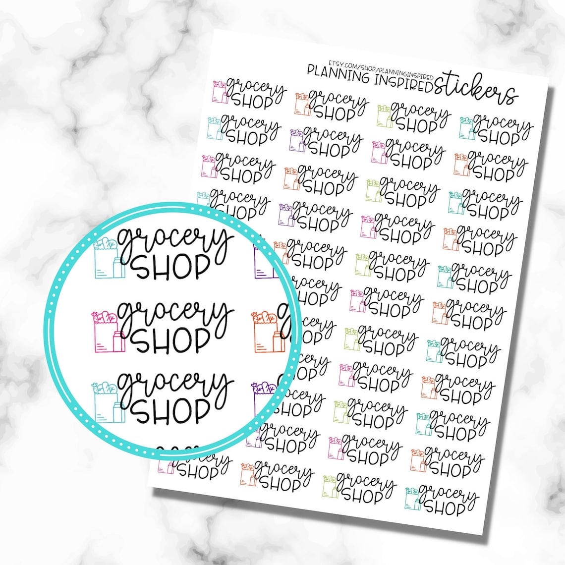 Grocery Shop Planner Stickers Set of 44 Grocery Shopping Etsy