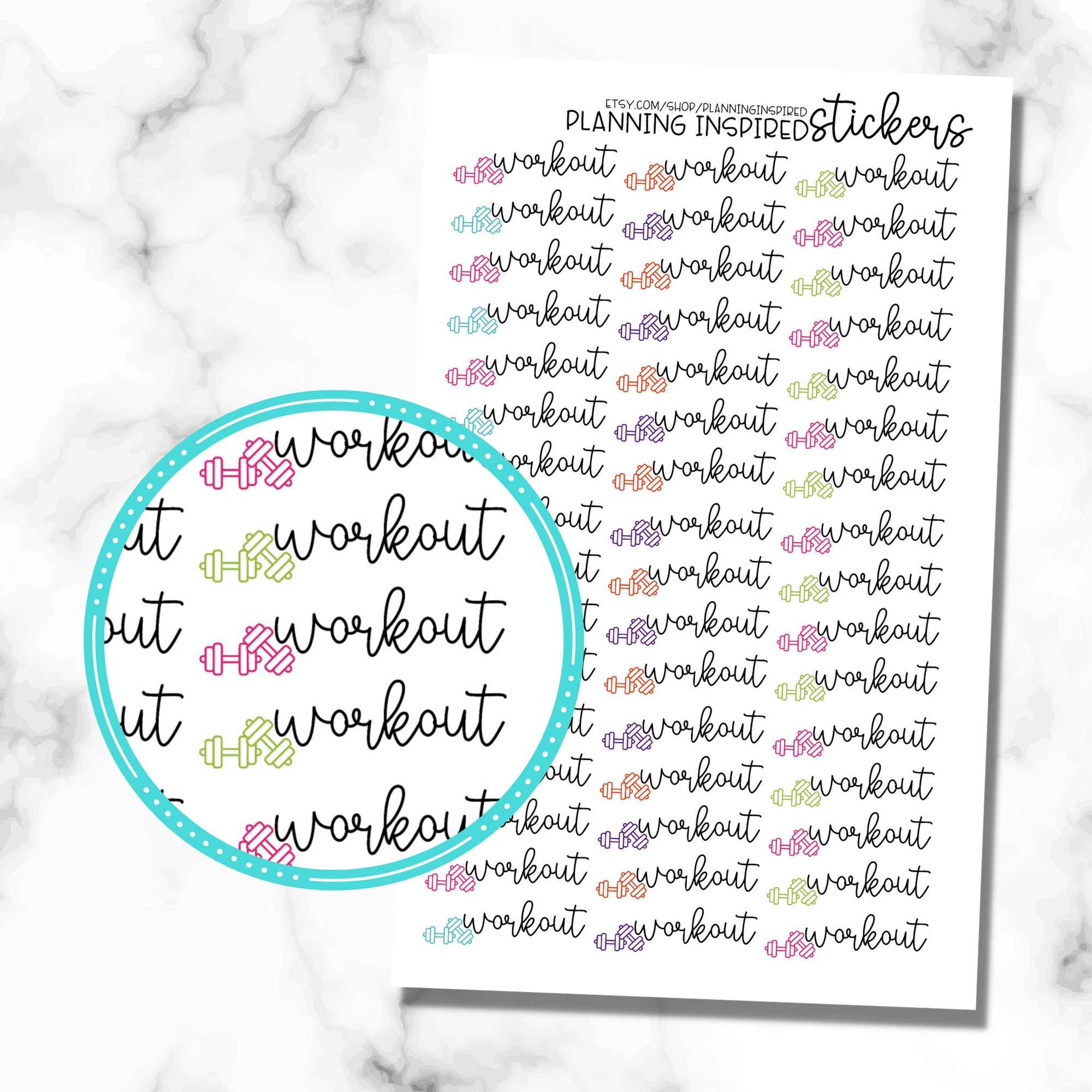 Workout Stickers, Exercise Stickers, Set of 48, Exercise Planner ...