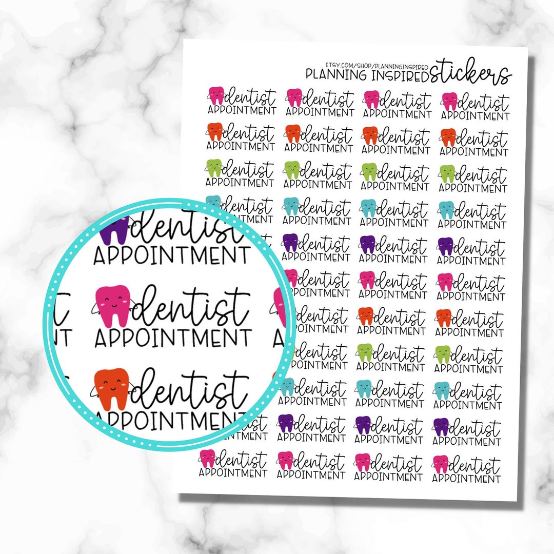 Dentist Planner Stickers, Dentist Appointment Stickers Set of 44 ...