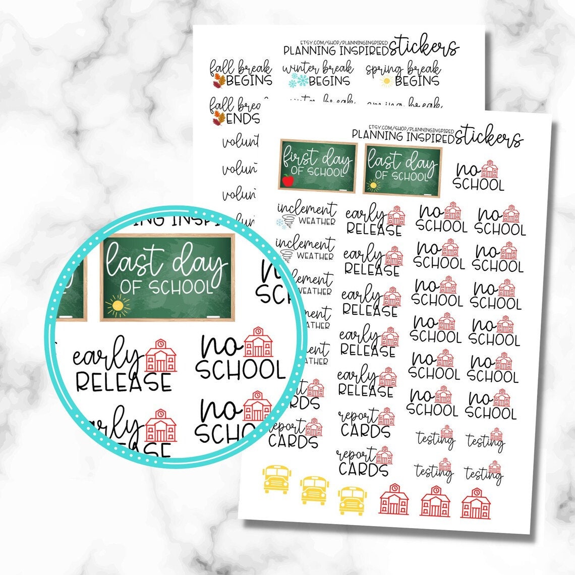 School Stickers, School Stickers for Planner, Set of 70 School Planner  Stickers - Etsy