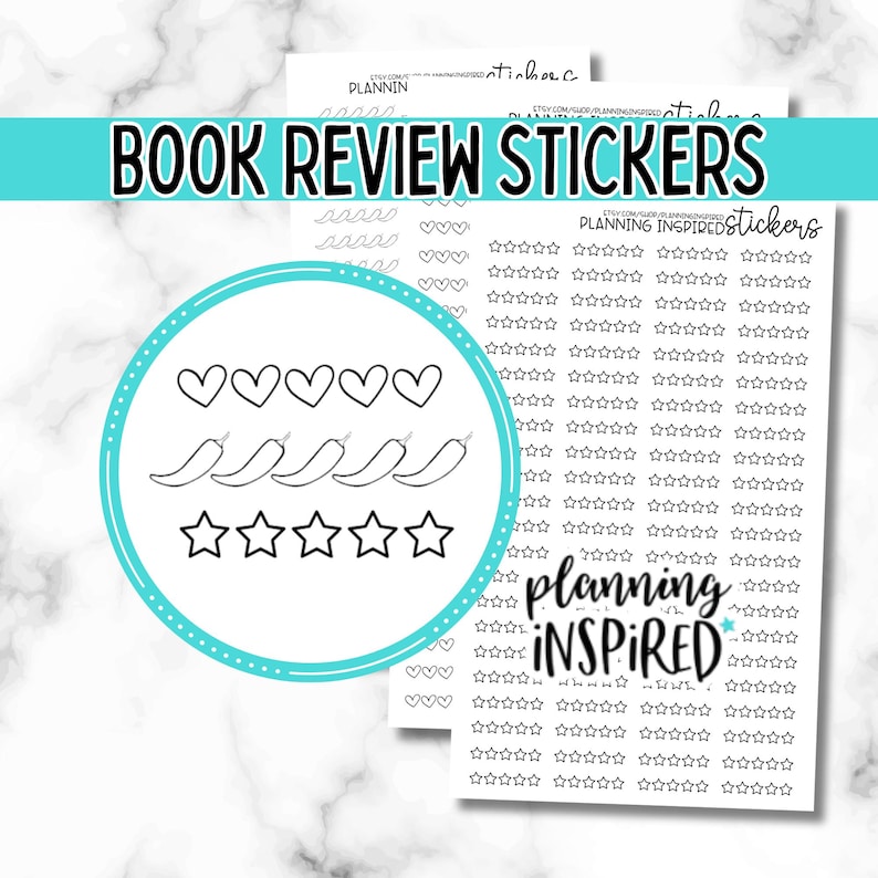 Book Review Rating Stickers, Book Tracker Stickers for Planners or ...