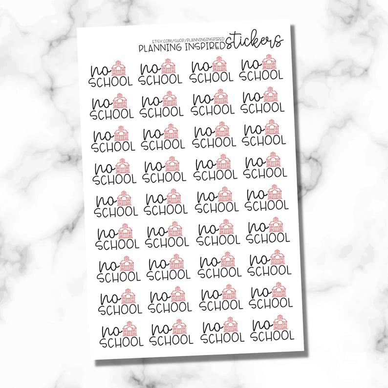 No School Planner Stickers, School Stickers, set of 36 Planner Stickers image 3