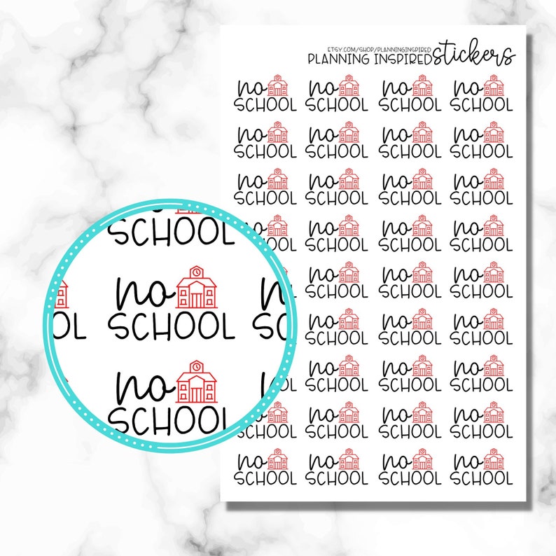 No School Planner Stickers, School Stickers, set of 36 Planner Stickers image 1