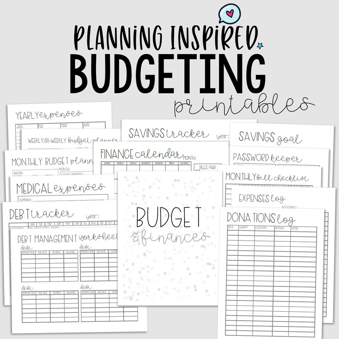 Budgeting Printables, Budget Planner, PDF Printable Finance Planner, 14 Pages, US Letter &amp; Half ...