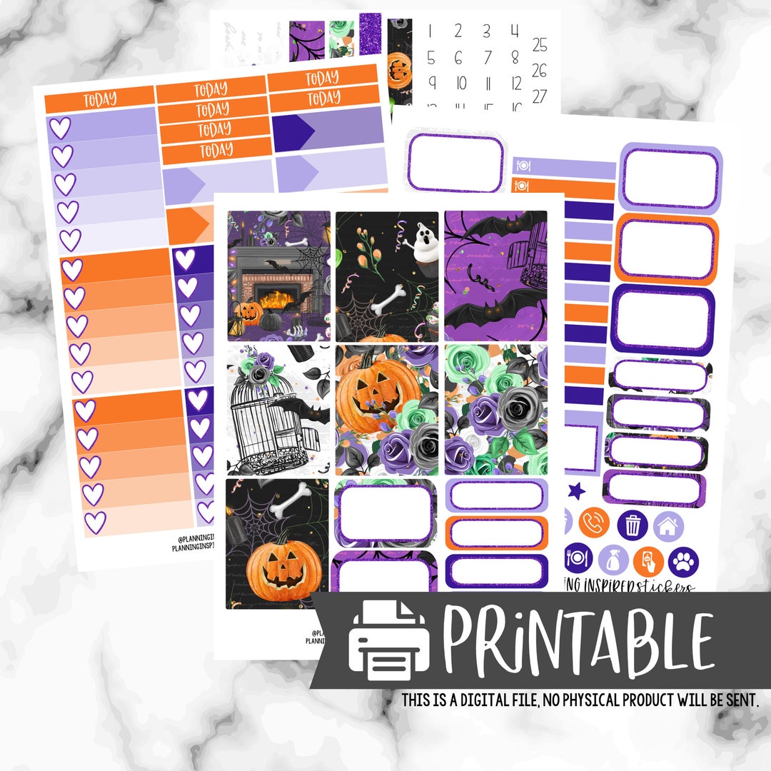 Printable Halloween Planner Stickers, Printable Weekly Stickers ...