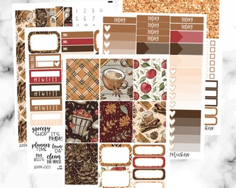 Weekly Planner Stickers August Weekly Sticker Kits Printed Planner Stickers for Erin Condren Planner Vertical Fall Weekly Kits Printed
