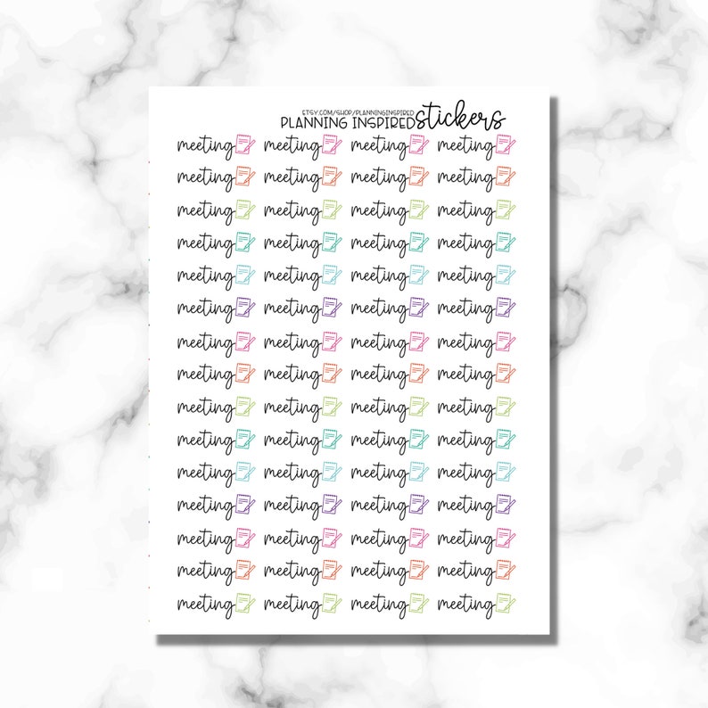 Meeting Stickers, Meeting Planner Stickers, Set of 60 Meeting Stickers for your planner image 3