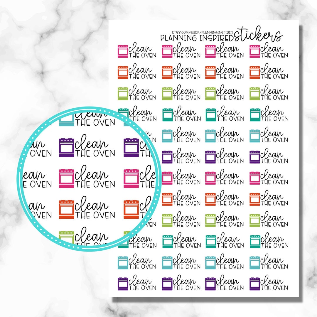Clean the Oven Stickers, Cleaning Stickers, Set of 48 Oven Cleaning ...