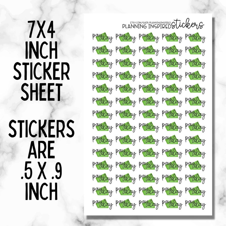 Payday Stickers, Payday Planner Stickers, set of 70 Planner Stickers image 2