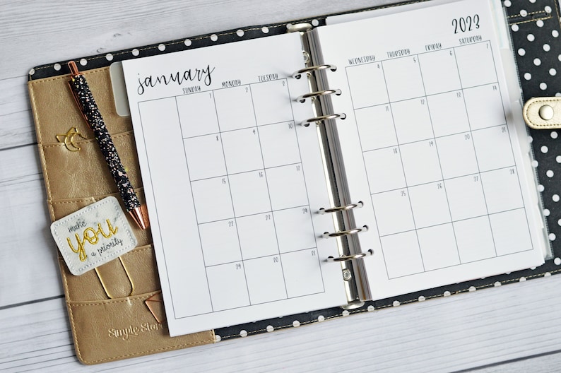 Monthly Planner Inserts, Printed Half Letter Size Inserts, Monthly Inserts for 2024, Fits A5 Size Planners image 1