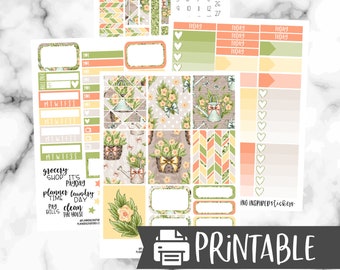 Printable Sticker Kit, In the Garden, Printable Weekly Kit, Spring Printable Weekly Stickers, for use with ECLP