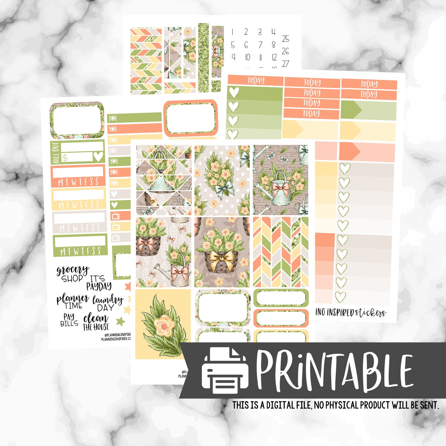 Printable Sticker Kit, in the Garden, Printable Weekly Kit, Spring ...