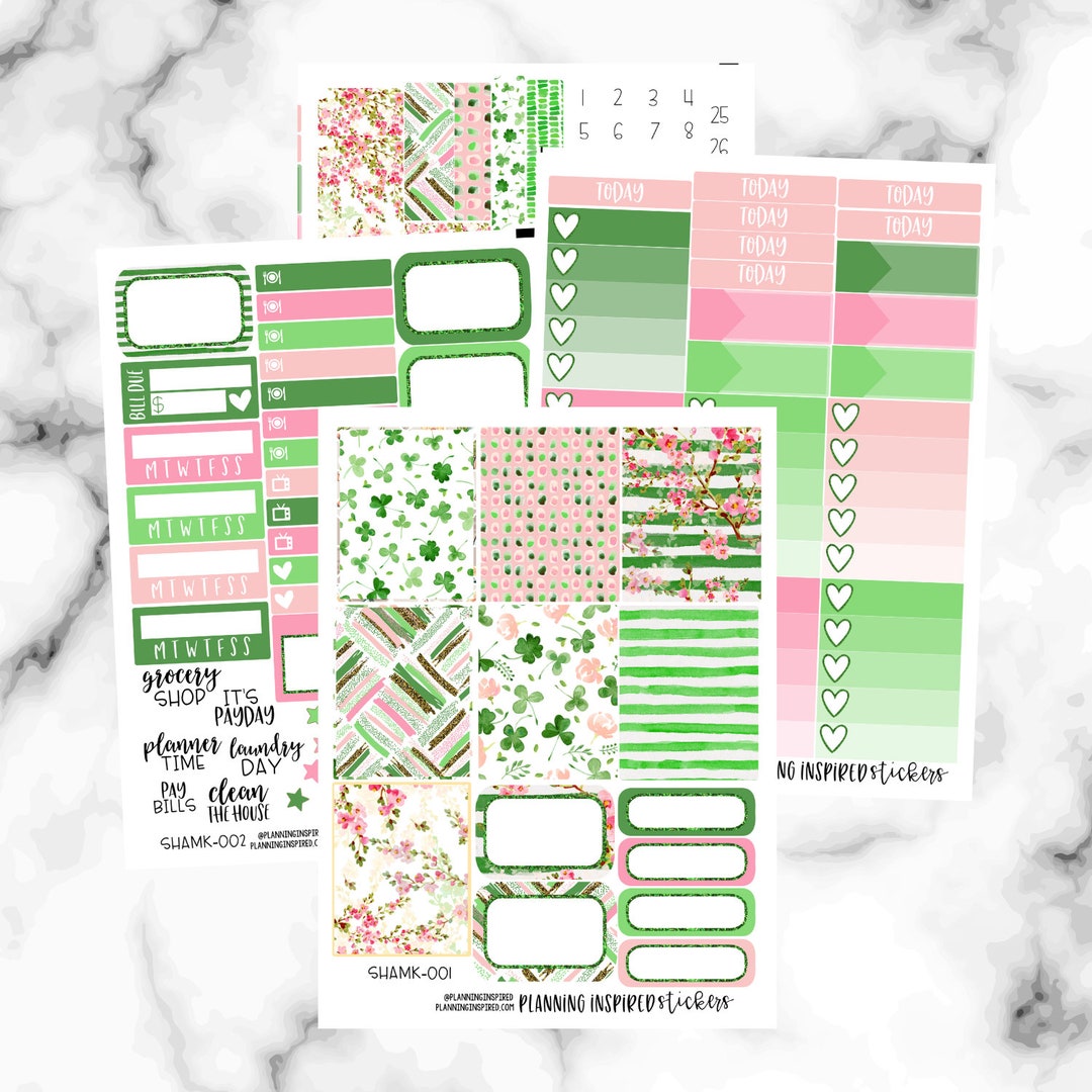 Shamrock Weekly Sticker Kit, Erin Condren Weekly Kit, St. Patricks Day ...