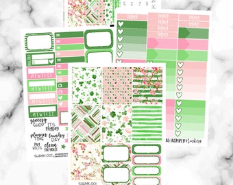 Shamrock Weekly Sticker Kit, Erin Condren Weekly Kit, St. Patricks Day Stickers, Weekly Sticker Set, Weekly Planner Stickers