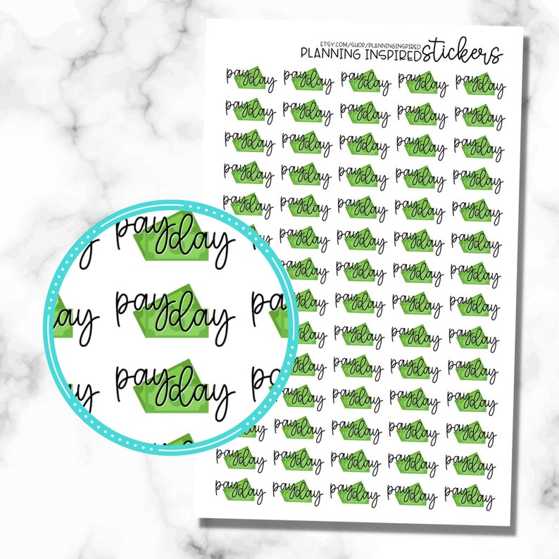 Payday Stickers, Payday Planner Stickers, set of 70 Planner Stickers image 1