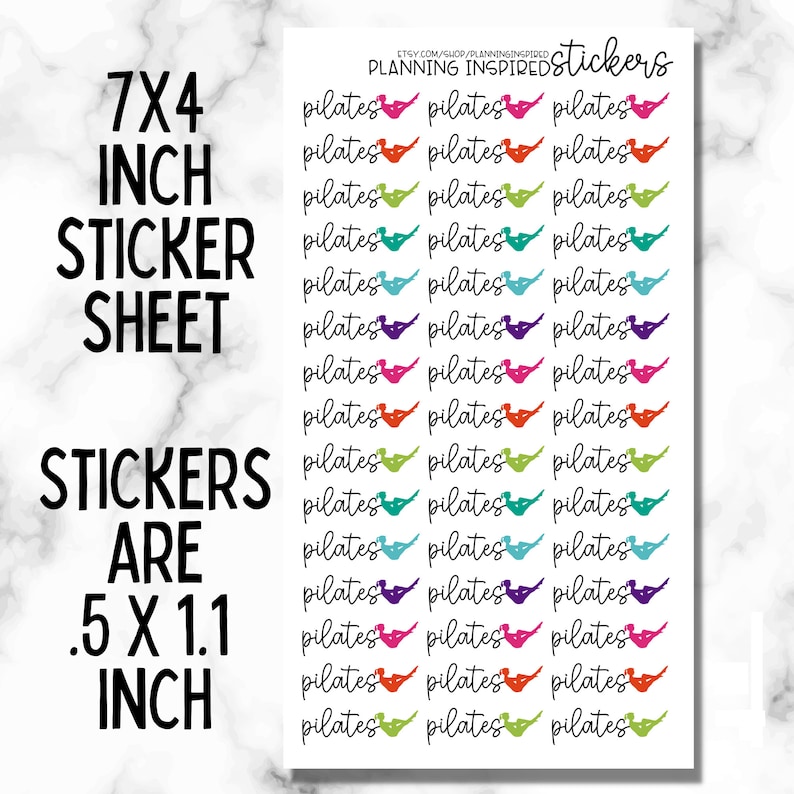 Pilates Planner Stickers, Pilates Class Stickers, Workout Class Stickers, Pilates Routine Stickers, Set of 45 Stickers Bild 2