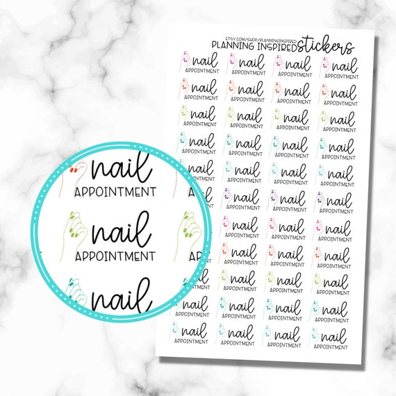 Nail Appointment Planner Stickers, Set of 44 Nail Appointment Stickers, Manicure Stickers, Pedicure Stickers