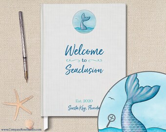Chalkboard Mermaid Party Blue Purple Signature Mat Digital Birthday Board Wishes Personalized Guest Book Mermaid Birthday