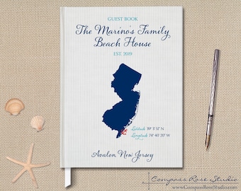 Personalized Family Vacation Home Guest Book, Shore House Guest Book, Housewarming Welcome Book, Beach Rental Guest Book, Any Location