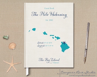 Personalized Vacation Home Guest Book, Map Guest Book, Vacation Guest Book, Rental Home Welcome Book, Housewarming Hostess Gift, Any State