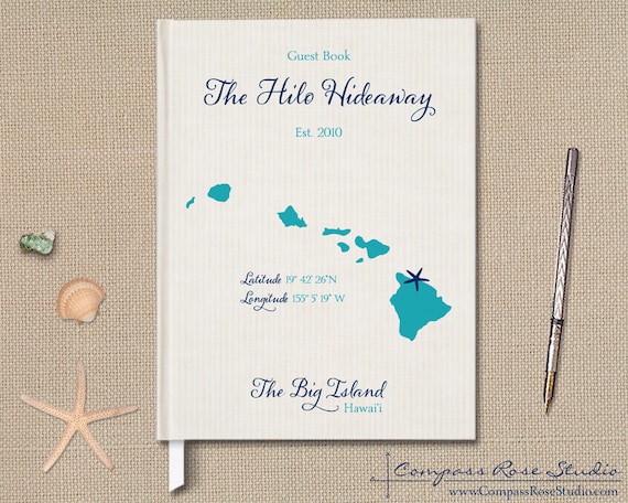 Personalized Vacation Home Guest Book, Map Guest Book, Vacation