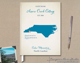 Personalized Family Vacation Home Guest Book, Map Guest Book, Rental Property Guest Book, Cabin Guest Book, Housewarming Gift, Any Location