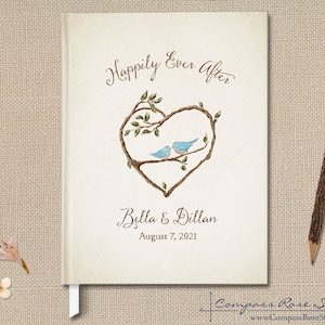 Rustic Wedding Bluebird Guest Book, Tree Guest Book, Fairytale Wedding, Woodland Wedding, Watercolor, Elopement Reception Guest Book