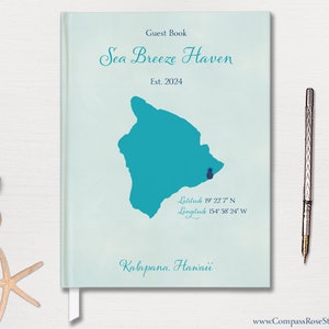 Map Guest Book, Personalized Vacation Home Guest Book, Beach House Guest Book, Memory Book, Housewarming, Any Location